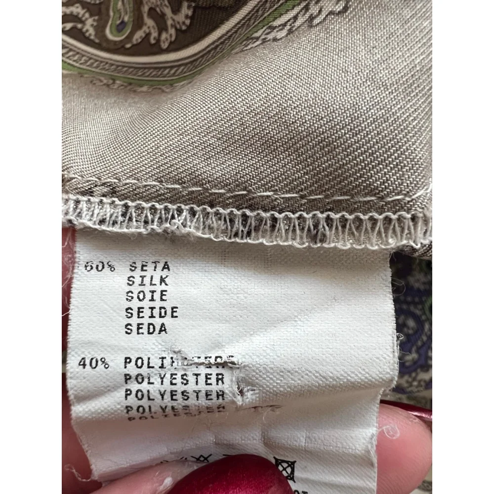 Women's Etro Paisley Silk Blend Tank Top Size 10 Gray Beige Purple - Picture 5 of 5